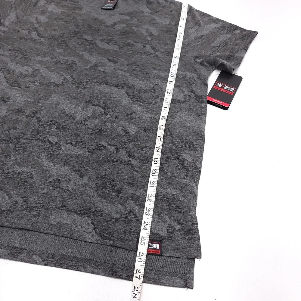 Tapout WWE Mens Camo T-Shirt Grey‎ Camouflage Performance Crew Neck Large NWT
